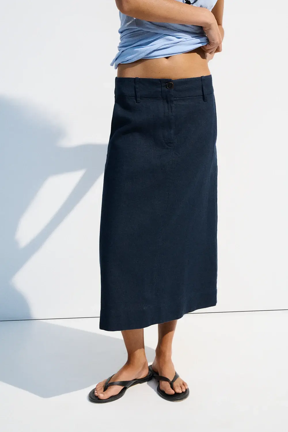 navy linen flared skirt Casablanca | eseOese