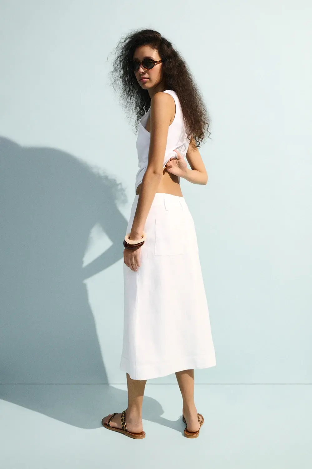 ecru linen flared skirt Casablanca | eseOese