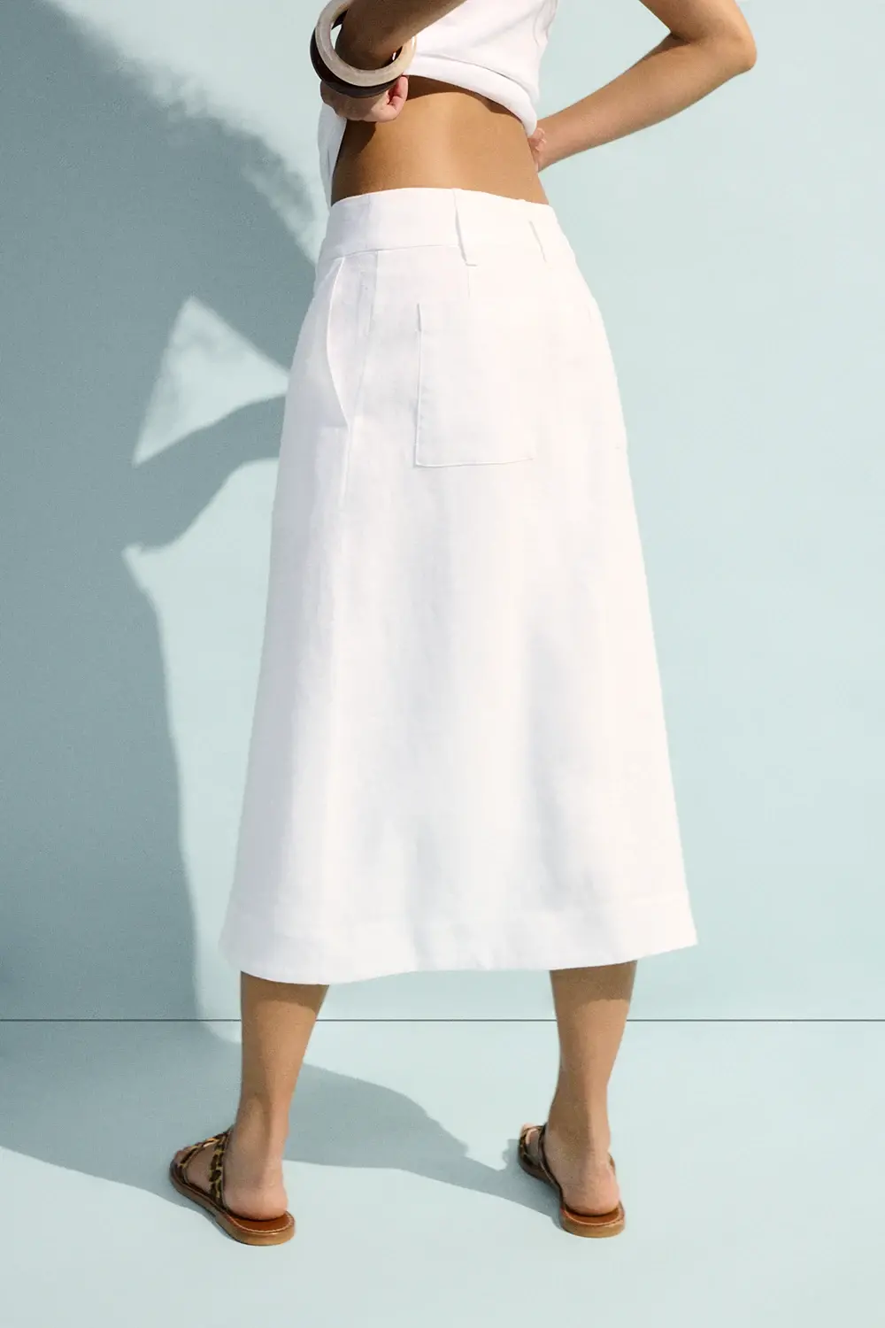 ecru linen flared skirt Casablanca | eseOese